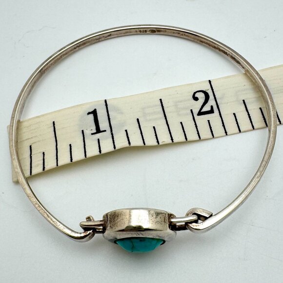 Vtg Taxco Sterling Silver Turquoise Bracelet Mexico 6.5 Inch - Picture 9 of 9